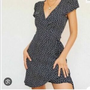 Brandy Melville Blue Floral Wrap Mini Dress